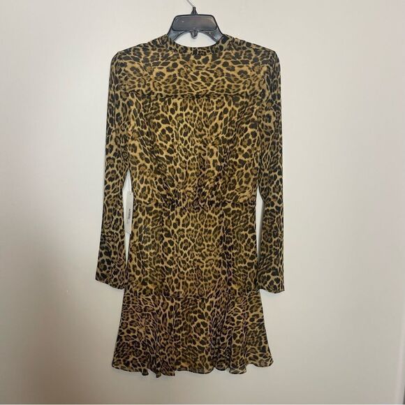 Jay Godfrey The Kirk Lepard Print Mini Dress $250 NWT Long Sleeve Size 4 - Picture 6 of 9